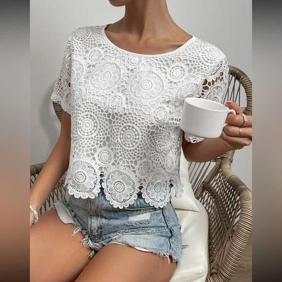 Boho scallop trim lace blouse - Picture 10 of 16